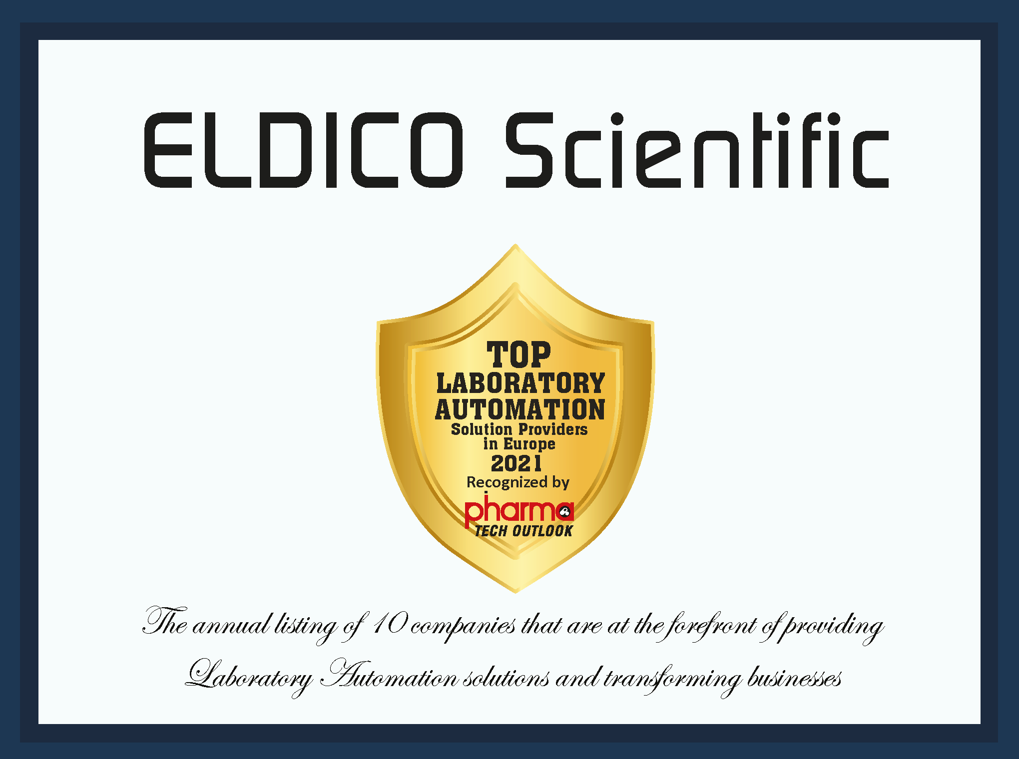 ELDICO Scientific certificate
